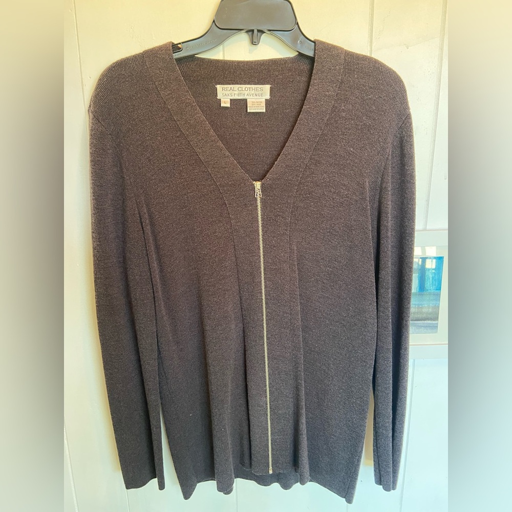 Saks Fifth Avenue dark gray Wool Blend Sweater